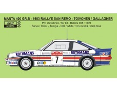 Decal – Opel Manta 400 Gr.B - 1983 Rallye San Remo - Toivonen / Gallagher